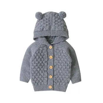 

0-24M Newborn Baby Girls Boys Warm Coat Ears Hooded Long Sleeve Knitted Outwears