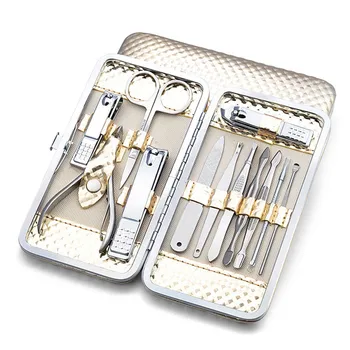 

Hot 12pcs/set Nail Manicure Pedicure Set Clipper Scissors Tweezers Tool with Case for Nail Art CNT 66