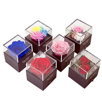 

Rose Acrylic Display Box Makeup Organizer Romantic Gift Jewelry Storage Box Home Decor Anniversary Birthday Valentine's Day N