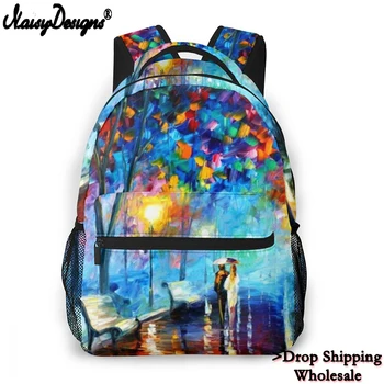 

Noisydesigns Women Canvas Backpacks for Teenage Girls 3D Van Gogh Painting Female Large Capacity Travel Mochilas Custom Dropship