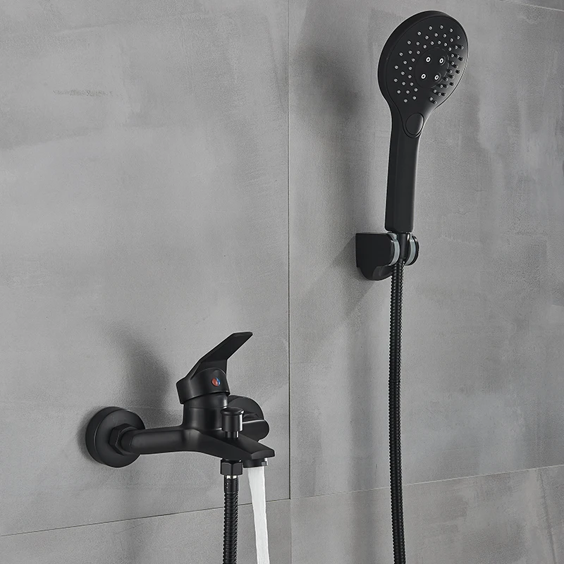 Matte Black Bathroom Faucet 2 Function Bathtub Facuet  Wall Mounting Cold and Hot Shower Faucet 4