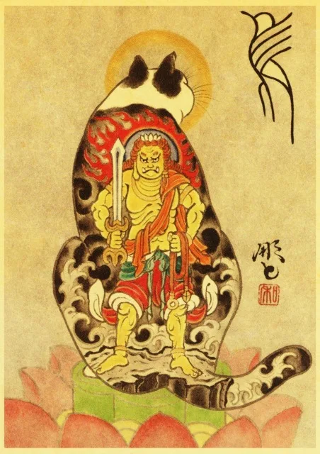 Vintage-Japanese-samurai-cat-tattoo-cat-retro-posters-kraft-wall-paper-High-Quality-Painting-For-Home.jpg_640x640 (10)