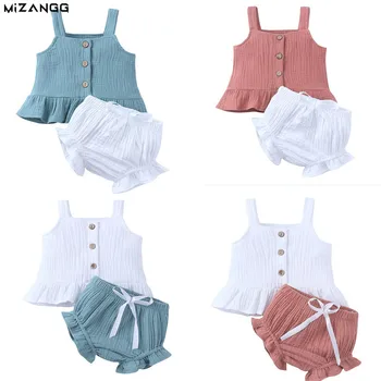

Fashion summer Baby Girl Clothing set 2pcs Baby Girls Clothes Newborn Outfits Ruffled bow Sleeveless Top + Short Pant Fashion