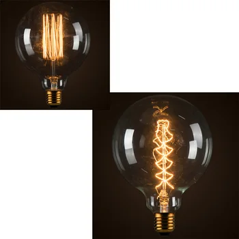 

Globular E27 Incandescent Bulbs 220V 40W Vintage Lighting Bulb Straight Spiral Wire Lamps G125