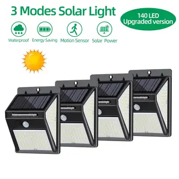 

Three-sided 140 LED Solar Light PIR Motion Sensor Wall Lamp Waterproof Yard fence outdoor lighting solar lamp garden Light