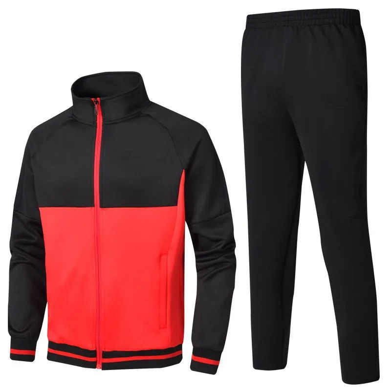 Мужской спортивный костюм, весенне-осенние спортивные комплекты, Новая повседневная мужская спортивная одежда, комплект из 2 предметов, толстовка+ штаны, Азиатский размер L-4XL - Цвет: Красный