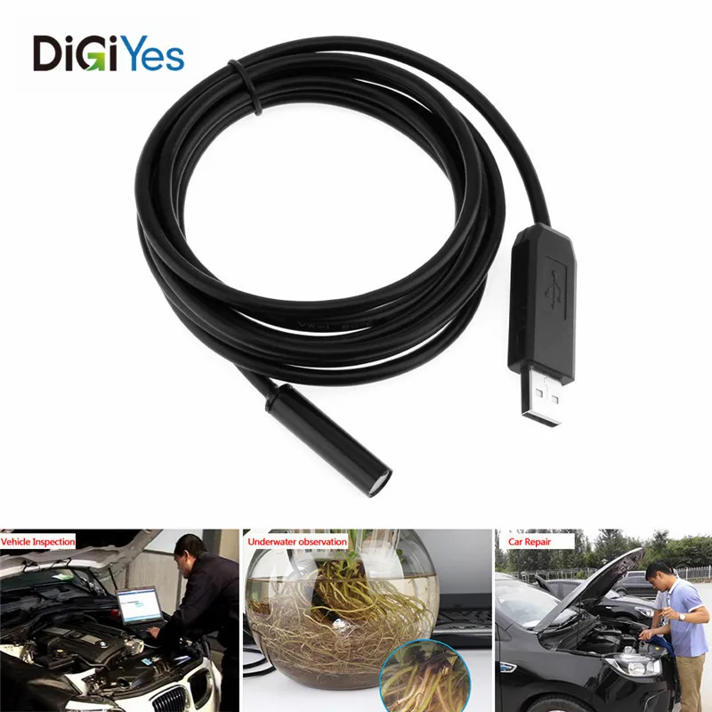 

Waterproof 2m Mini USB Endoscope Handheld Borescope 10mm Lens Digital Inspection Camera with 4 Adjustable LED New