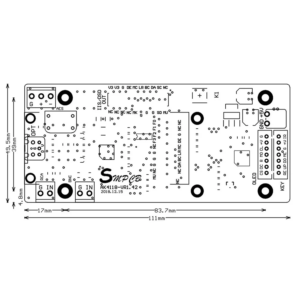 AK4118 Digital Receiver Board Audio Decoder DAC SPDIF to IIS Coaxial Optical USB AES EBU Input Support XMOS Amanero 1.3inch OLED