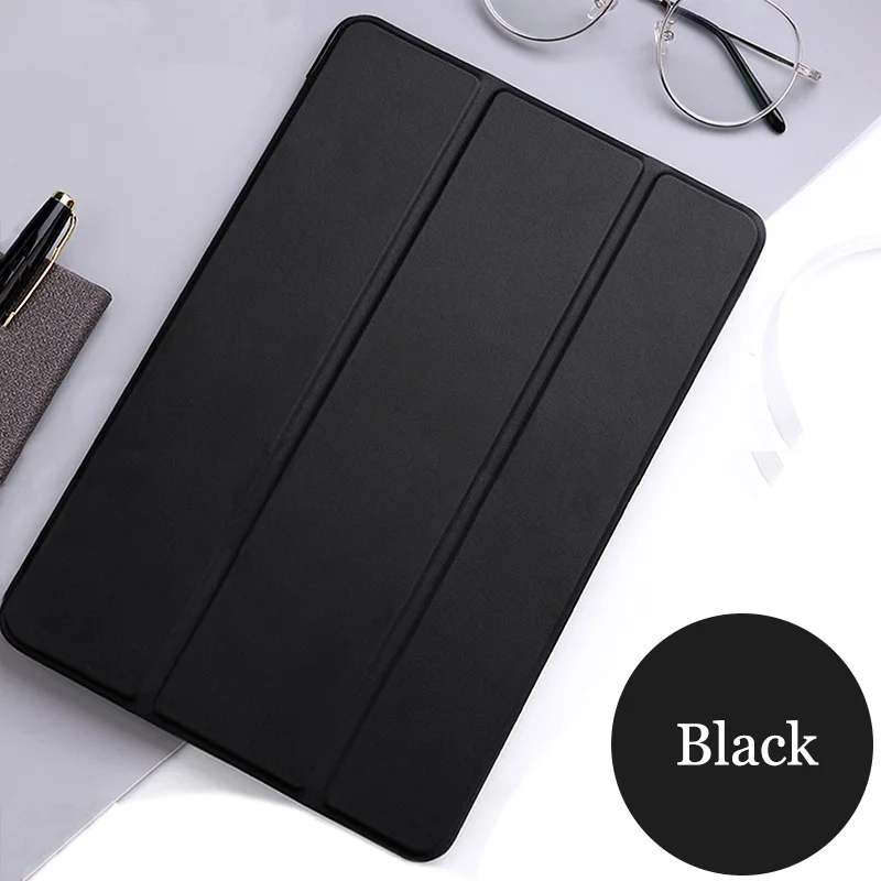 Чехол для планшета для Samsung Galaxy Tab A 9," из искусственной кожи Smart Sleep wake принципиально, складываются в три раза Стенд твердого покрытия Капа для Таба SM-T550/T555 - Цвет: Dark night black
