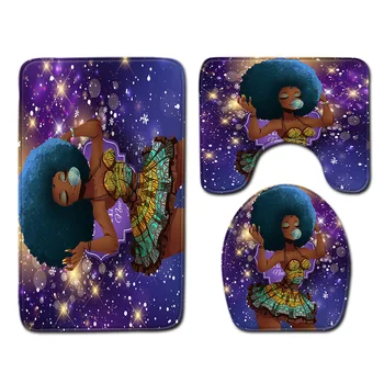 

African Women's Bathroom Mat Three-Piece Bathroom Carpet Toilet Mat Set Door Mat Bathroom Non-Slip Mat Spot