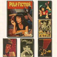 Pósteres de Pulp Fiction, póster de anime Retro de papel Vintage, pegatina de pared para el hogar, decoración de Quentin Tarantino
