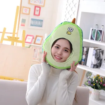 

2019 New Avocado Pillow Cover Cartoon Plush Toy Funny Green Head Protector Photo Prop Dress Ball Dress Up Accessories Show Decor