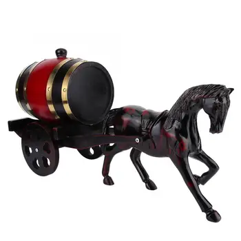 

1.5L Unique Horse-Drawn Cart Shape Oak Wine Barrel Keg Container Kit Ornament Wine Container
