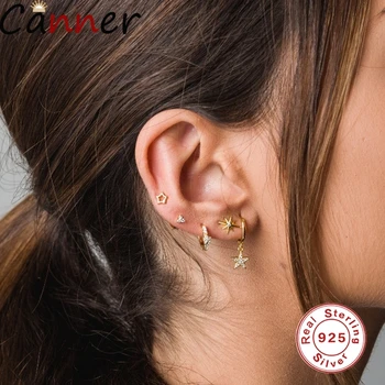 

Canner Luxury Wild Personality 925 Sterling Silver Star Earrings With Crystals For Girls Birthday Romantic Valentine's Day Gift