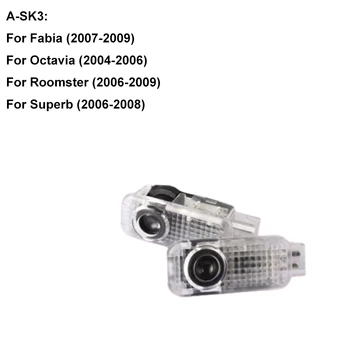 

2pcs Car Door Logo Projector For Skoda Superb Octavia Fabia Roomster Superb Series LED Car Welcome Light Outer Lamp Accessories