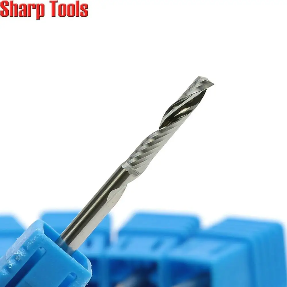 

IMPORTED Carbide 10pcs 3.175x17mm 1 Flute Spiral Tool Bits, Tungsten Steel Milling Cutters, End Mill Set for Durable Woodworking