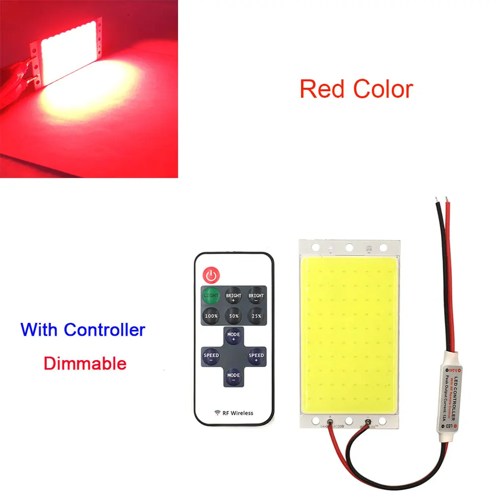 COB RC RED 12 В COB светодиодный панельный светильник с регулятором яркости 15 Вт 1500LM теплый натуральный холодный белый DC12V Диммируемый светодиодный светильник для настольного светильника - Испускаемый цвет: COB RC RED