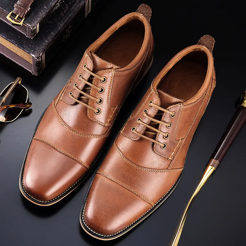 Men Casual Shoes Top Quality Oxfords Men Genuine Leather Dress Shoes Business Formal Shoes Men Flats Plus Size Wedding Party