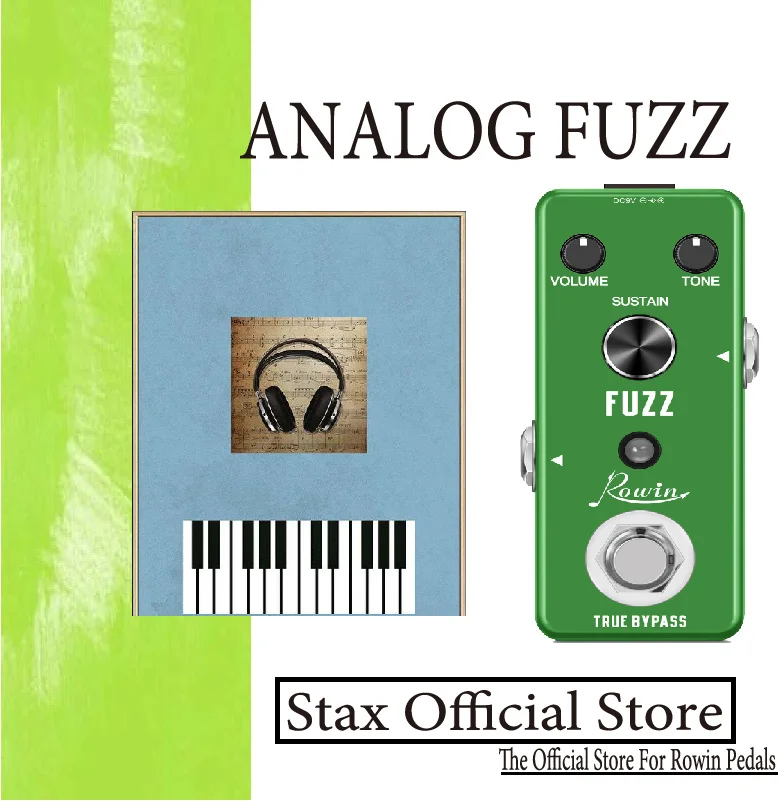 Rowin LEF-306 Fuzz Pedal For Electric Guitar & Bass Traditional Fuzz Effect, Plump And Rich Under Full Metal Shell ​True Bypass