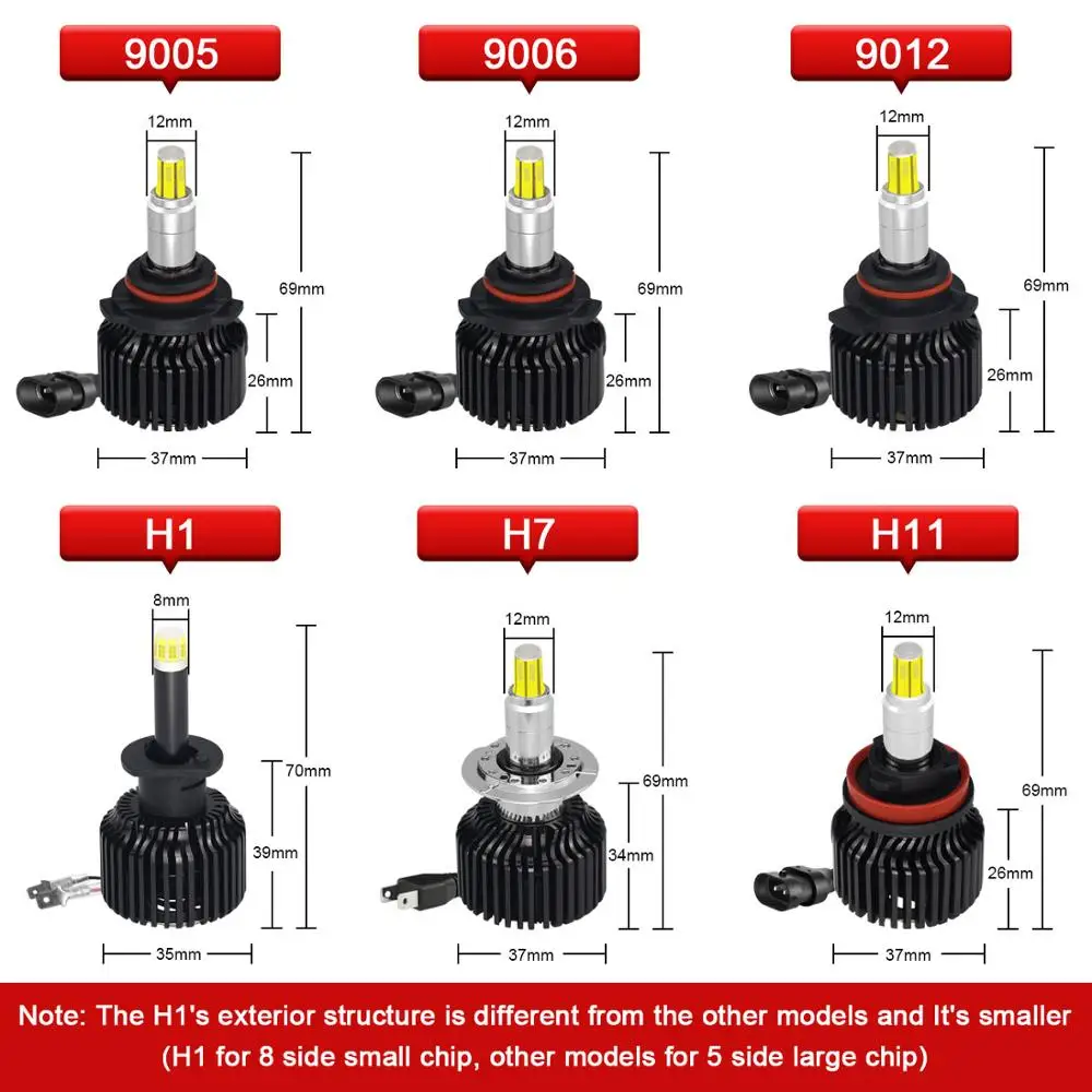 Светодиодный турбинный вентилятор KOM POWER для фар 9012/HIR2 9005/HB3 9006/HB4 Luces светодиодный