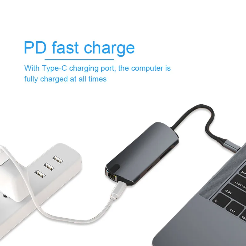 Basix USB C HUB Multi-Function usb hub Type-C Splitter USB 3.0 Hub HDMI RJ45 PD Adapter For Macbook Pro Laptop Accessories USB C