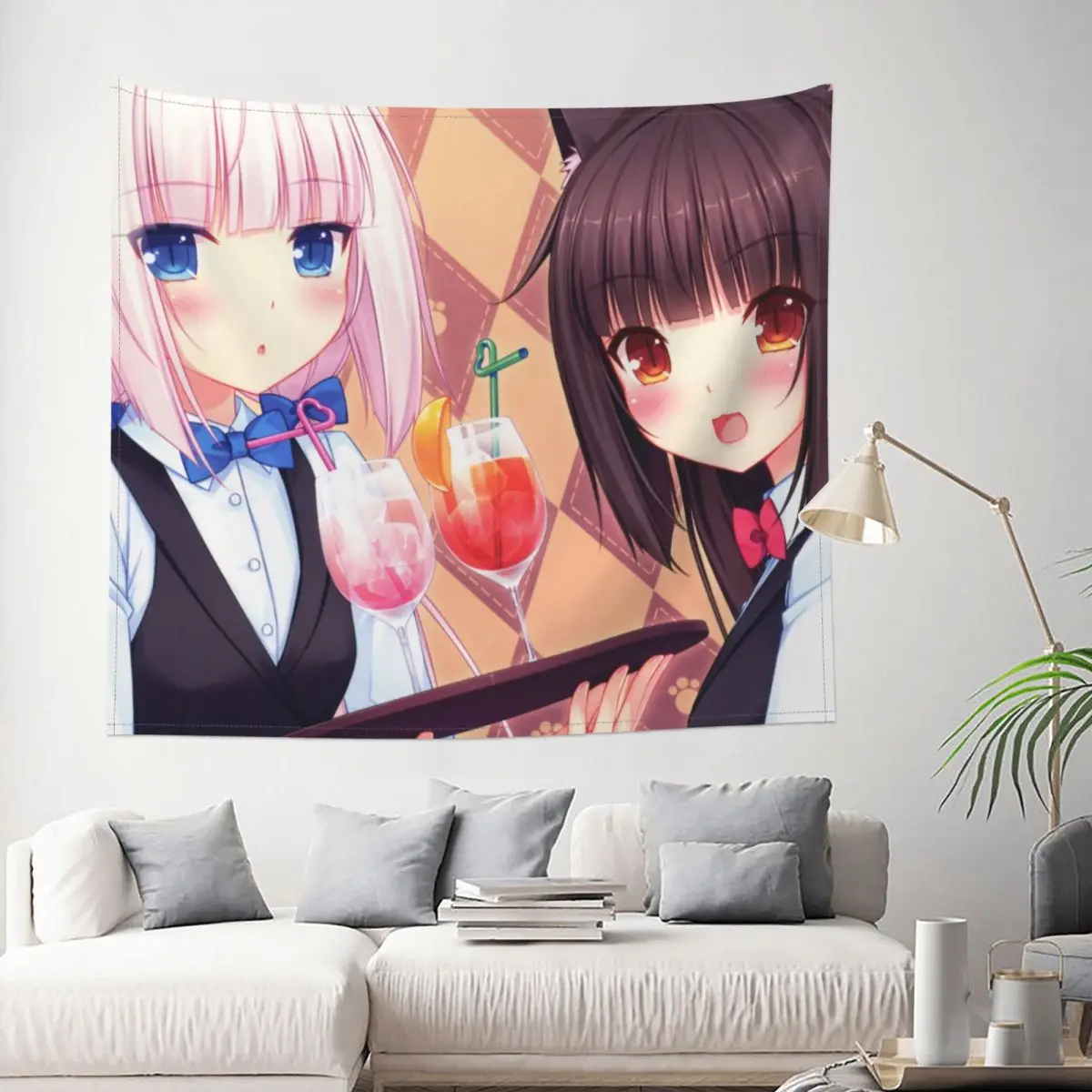 

NEKOPARA Anime Game Cute Tapestry Wall Hanging Hippie Polyester Wall Tapestry Kawaii Boho Blanket Wall Decor 95x73cm