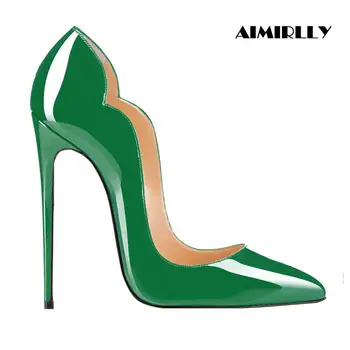 

Women's Shoes Pointed Toe High Heels Curved Sexy Pumps Stilettos Autumn Spring Party Clubwear Shoe Patent Leather Slip On