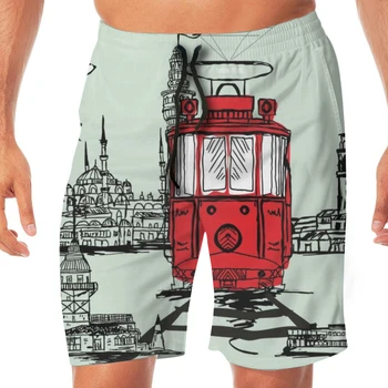 

Summer Istanbul Tram Art Men Novelty Gay Funny Lounge Pants Beachwear