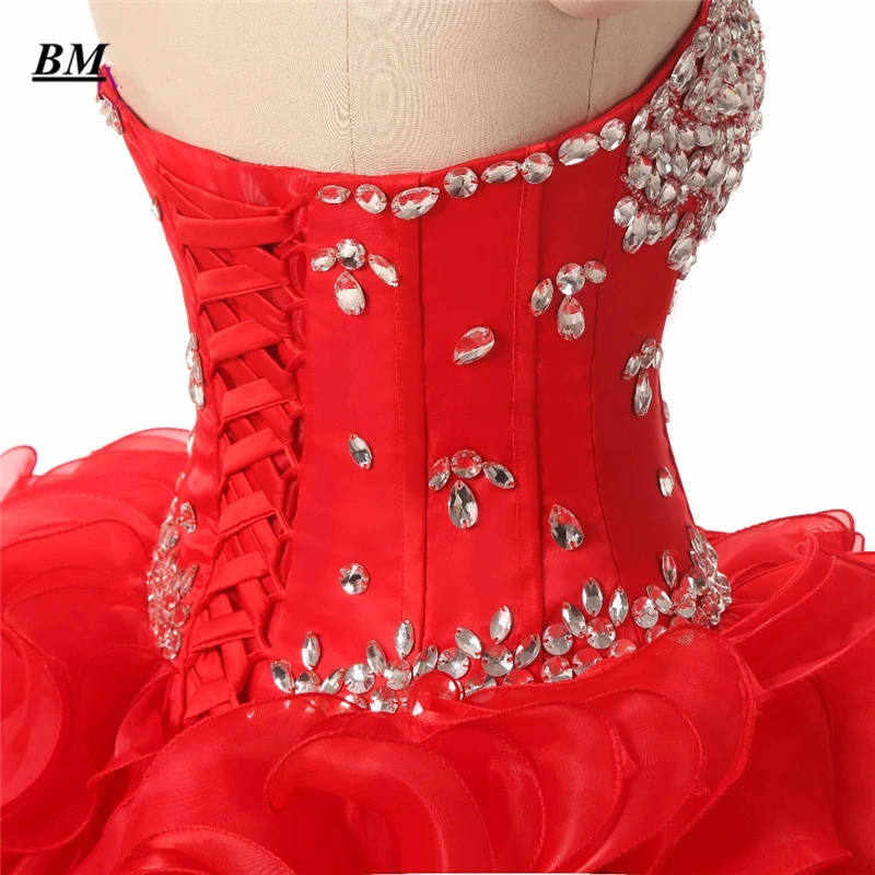 Красное бальное платье с бисером на шнуровке милое 16 платье для выпускного вечера вечерние платья дебютантка Vestido De 15 Anos BM214