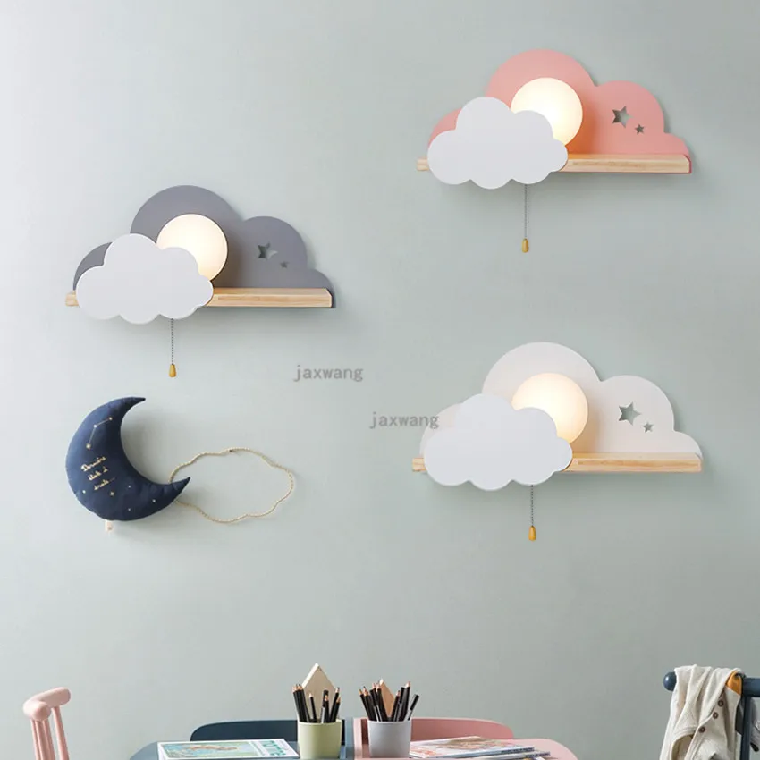 Nordic Macaron LED Glass Wall Lamps Beside Bedroom Light Fixtures Modern Children Room Cloud Lamp Stairs Sconces | Лампы и освещение