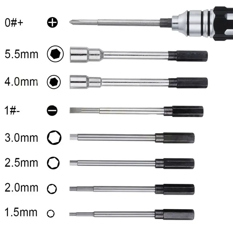

New 8 in 1 Hex Socket Driver Hexagon Screwdriver Set for RC Models Aluminum H3CF