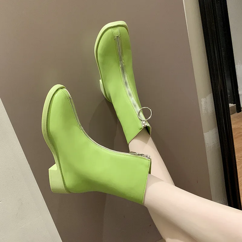 

Martin Boots Women's Front-Style Zipper Chunky-Heel in England shi shang xue Children 2019 Autumn Middle Boots WOMEN'S Boots Wom