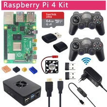 Игровой Комплект Raspberry Pi 4 Модель B+ 2,4G беспроводные геймпады+ 64G 32G sd-карта+ ABS чехол+ блок питания+ вентилятор+ Micro HDMI