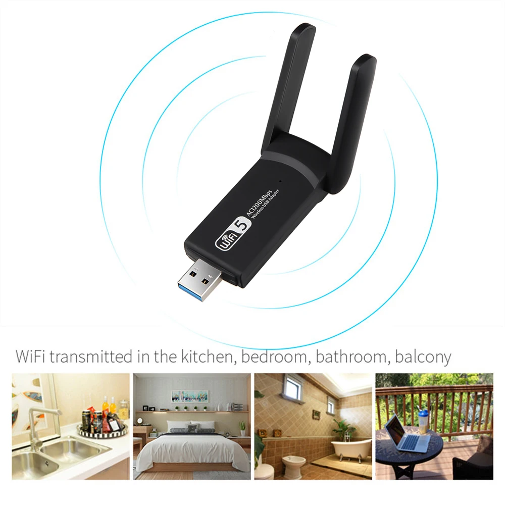 KEBIDU USB wifi адаптер приемник 1200 Мбит/с двухдиапазонный wifi ретранслятор антенна донгл 5 ГГц 2,4 ГГц мини USB Сетевая карта 802.11acI