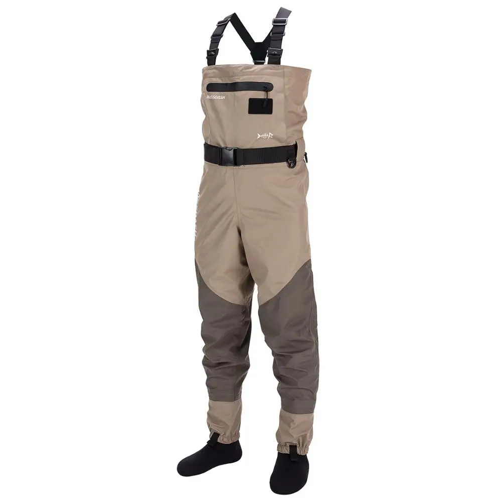 

Bassdash Men’s Breathable Lightweight Chest and Waist Convertible Waders for Fishing Hunting, Stocking Foot and Boot Foot Waders