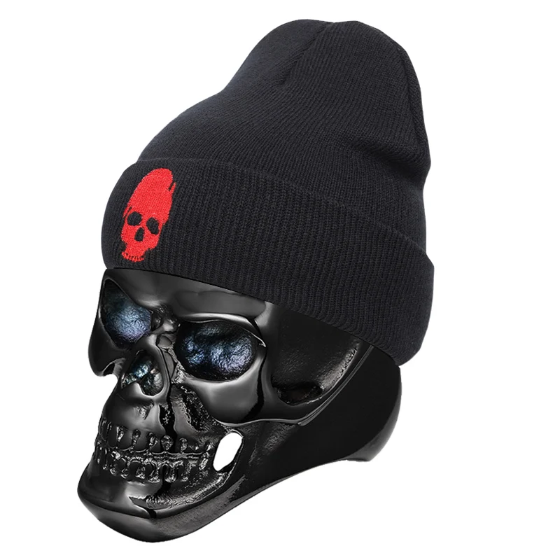 Красный Кепки мужские шапка мужская зимняя Унисекс Bone beanie вязаная шапка зимние шапки Skullies& Beanies в стиле черепа для мужчин и женщин Теплая Зимняя кепка - Цвет: Красный