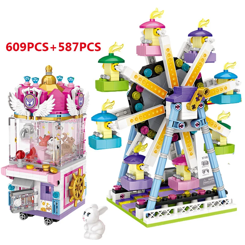 

LOZ Mini Blocks Friends Amusement Park Ferris Wheel Carousel Pirate Ship Pirate Ship Building Blocks DIY Bricks Toys for Girls