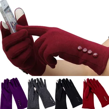 

Winter Warm Cotton Touch Screen Gloves Women Thermal Insulation Adult Full Finger Wrist Gloves For Smartphone Mittens