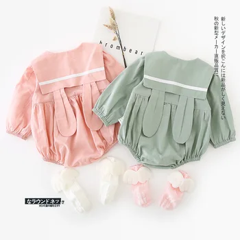 

WLG Newborn girls cute rompers kids spring autumn green pink ruffle princess rabbit style romper baby casual clothes