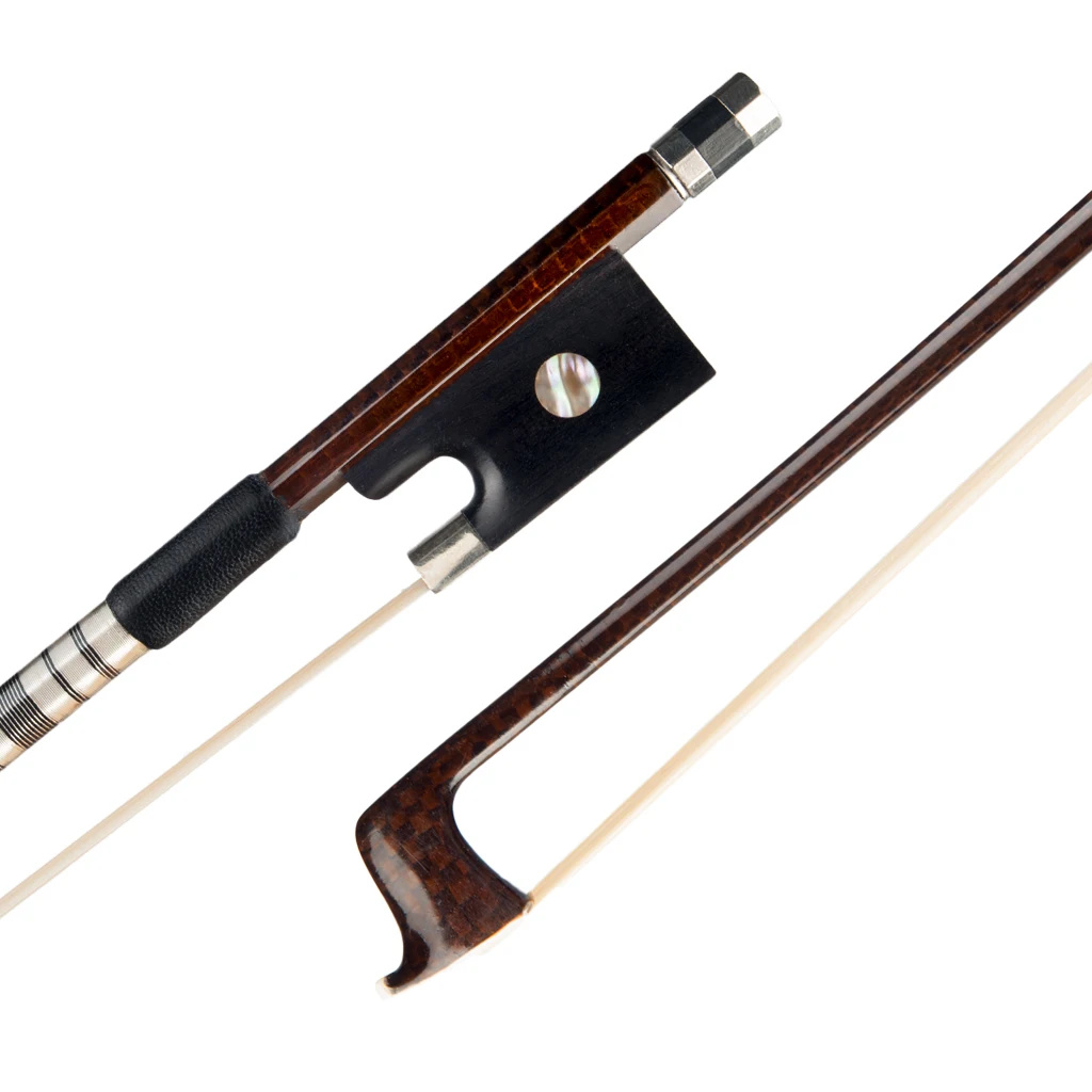 

Advanced 4/4 Violin/Fiddle Bow Durable Grid Carbon Fiber White Mongolia Horsehair Sheepskin Grip Ebony Frog Well-balanced