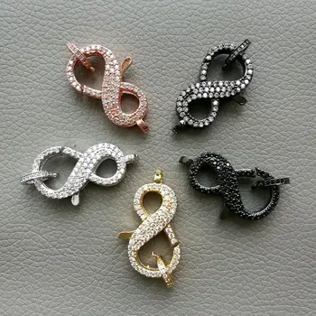 

1 pcs 16x27mm "8" Shape CZ Micro Pave Heart Hook Lobster Clasp Cubic Zircon