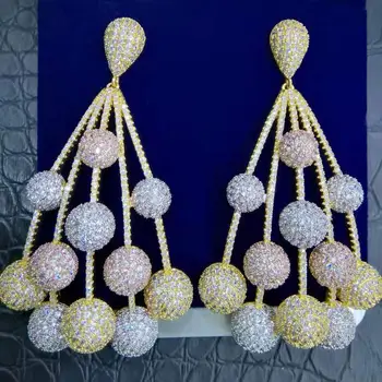 

GODKI Luxury Popular Bubble Ball Big Earrings for Women Wedding Full Mirco Crystal Zircon Naija Wedding Earring Fashion Jewelry