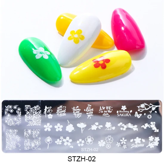 1pcs Nail Art Stamps Nail Stamping Plates Templates Letters Butterfly Leaves Cats Stars Gel Polish Manicure Stencils TRSTZH01-12 - Цвет: STZH-02