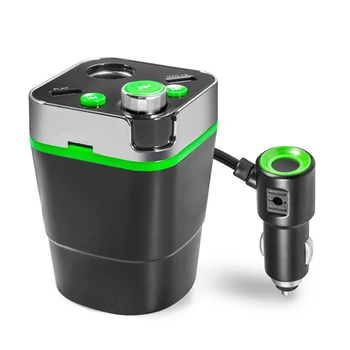 

Car Cigarett Lighter Socket Adapter Bluetooth Car Kit Music Player Modulator Cup Shape Car Charger Dc 12/24V Fm Transmitter