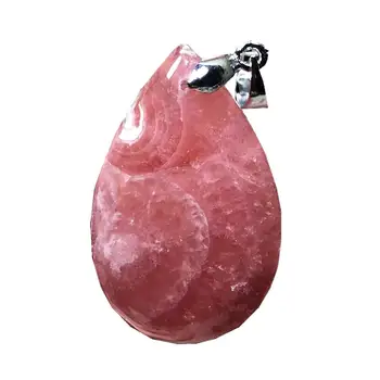 

Necklace Pendant Natural Red Rhodochrosite Jewelry For Woman Lady Man Crystal 31x20x7m Beads Silver Water Drop Gemstone AAAAA