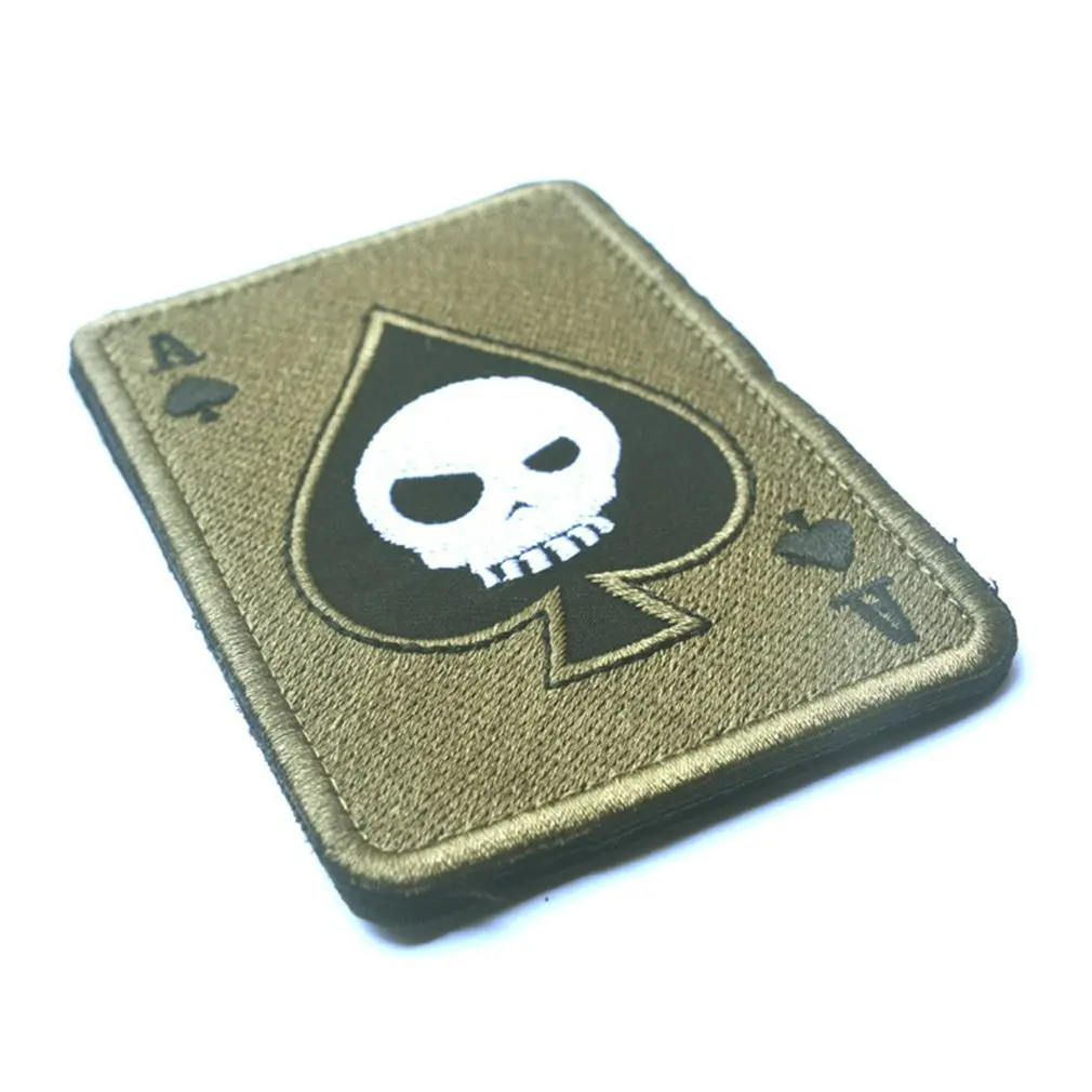 

Death Card Rectangular Patch Badges Embroidery Spade A Poker Tactical Patch Military Morale TAD Armband Army Cloth Combat Badge
