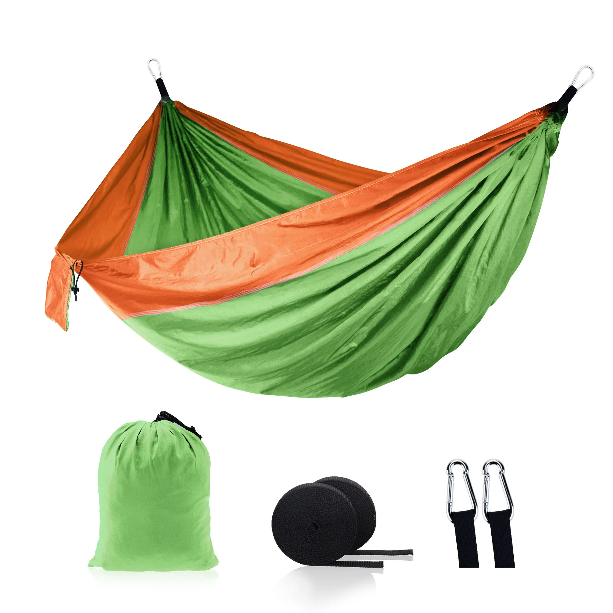 Green orange Гамак открытый сад взрослых Портативный нейлон парашют ткань спальный Кемпинг путешествия качели гамак - Цвет: Green orange
