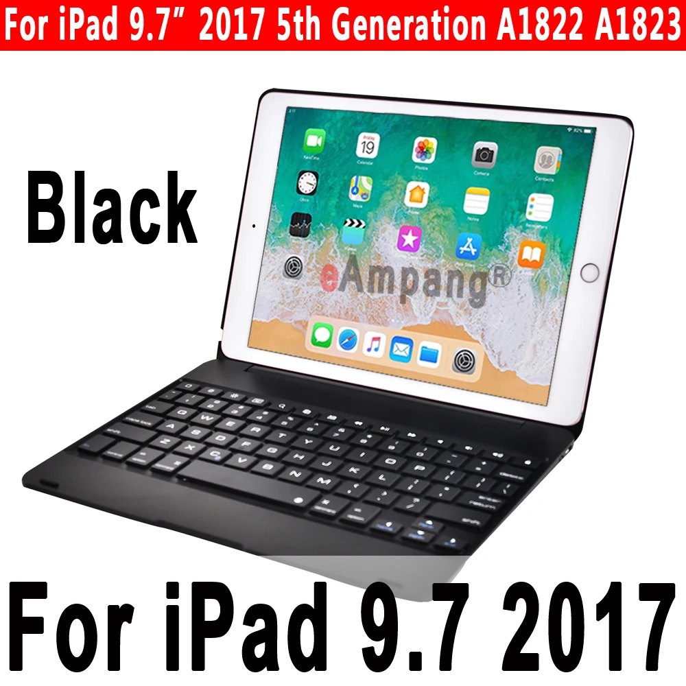 Smart Keyboard чехол для Apple iPad 9,7 5th 6th поколение воздушных 1 2 Air1 Air2 Pro 9,7 A1893 A1954 A1822 A1823+ Защитная пленка+ ручка - Цвет: Black for 9.7 2017