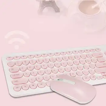 

2.4G Wireless Keyboard & Mouse Set Mini Silent Micro-motion Button Ergonomic PC Mause For Desktop Computer Notebook Pink