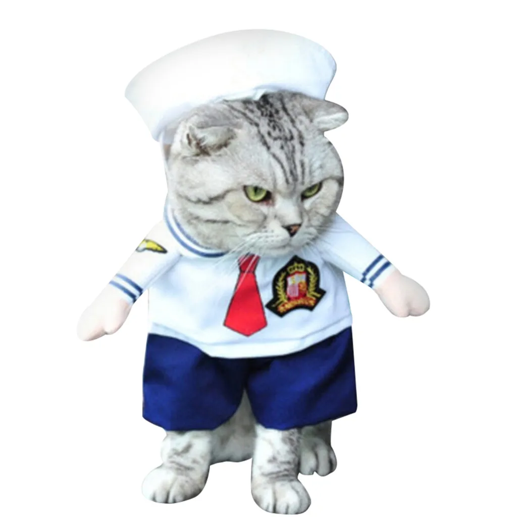 Забавная одежда для кошек, пиратский костюм, одежда для кошек, костюм корсаира, одежда для Хэллоуина, нарядный костюм для кошки